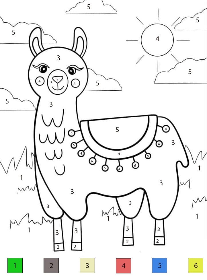 Lama Facile Coloriage Magique