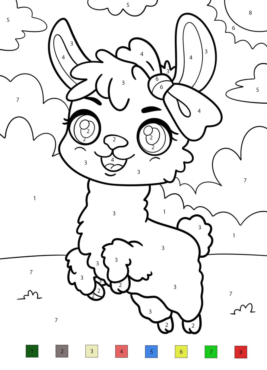 Lama Joli Coloriage Magique