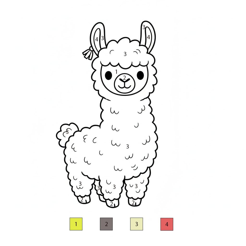 Lama Mignon Coloriage Magique
