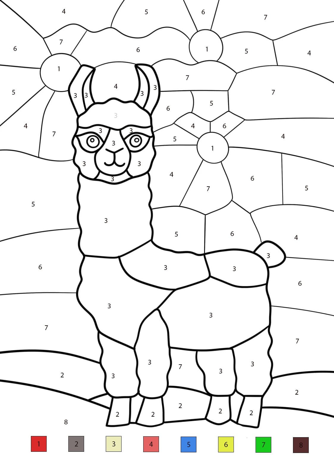 Lama Simple Coloriage Magique