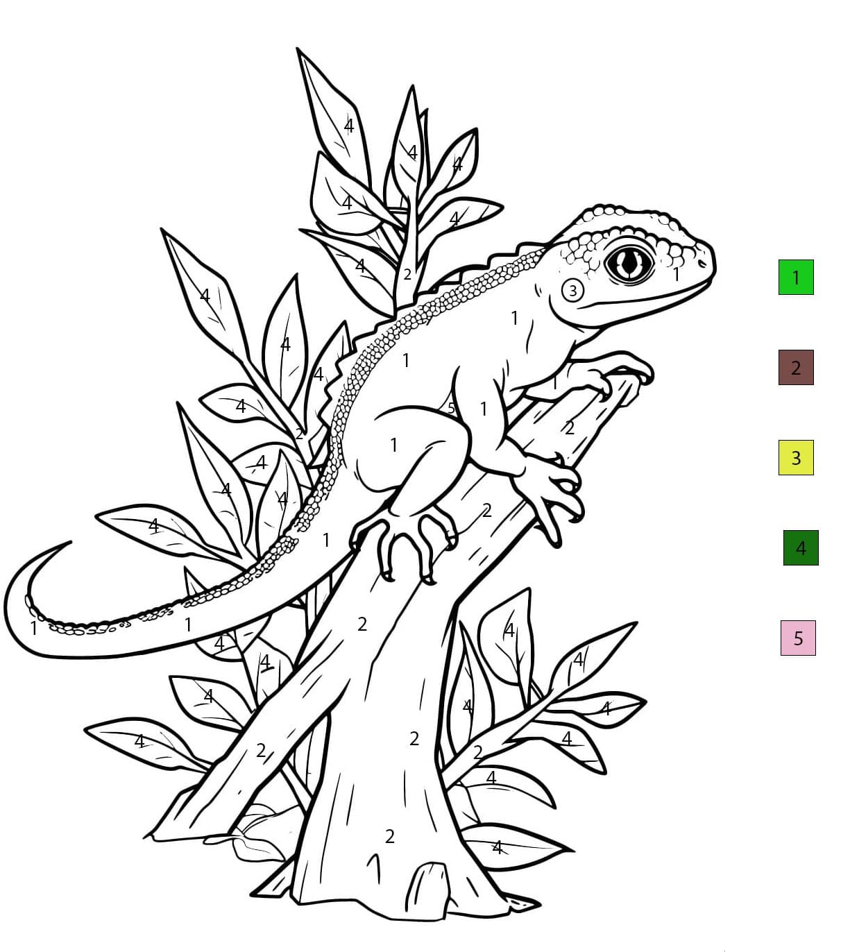 Lézard Réaliste Coloriage Magique