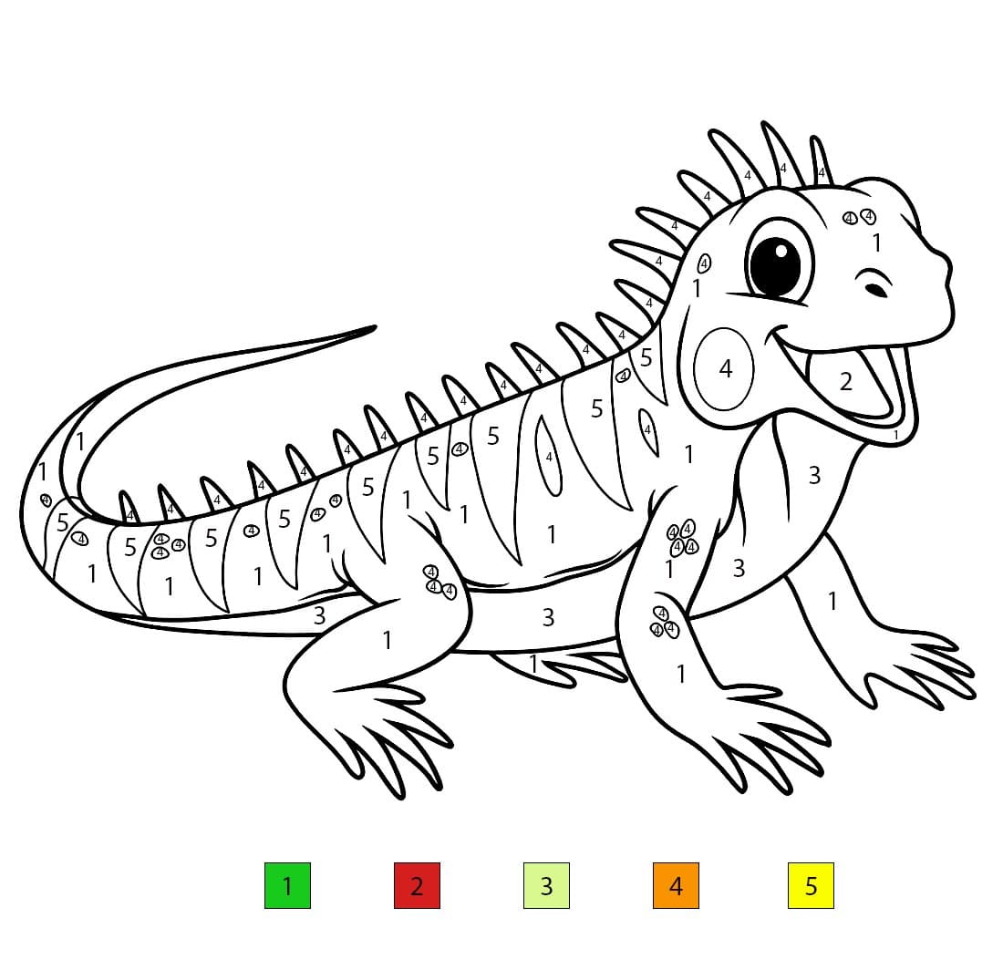 Lézard Souriant Coloriage Magique