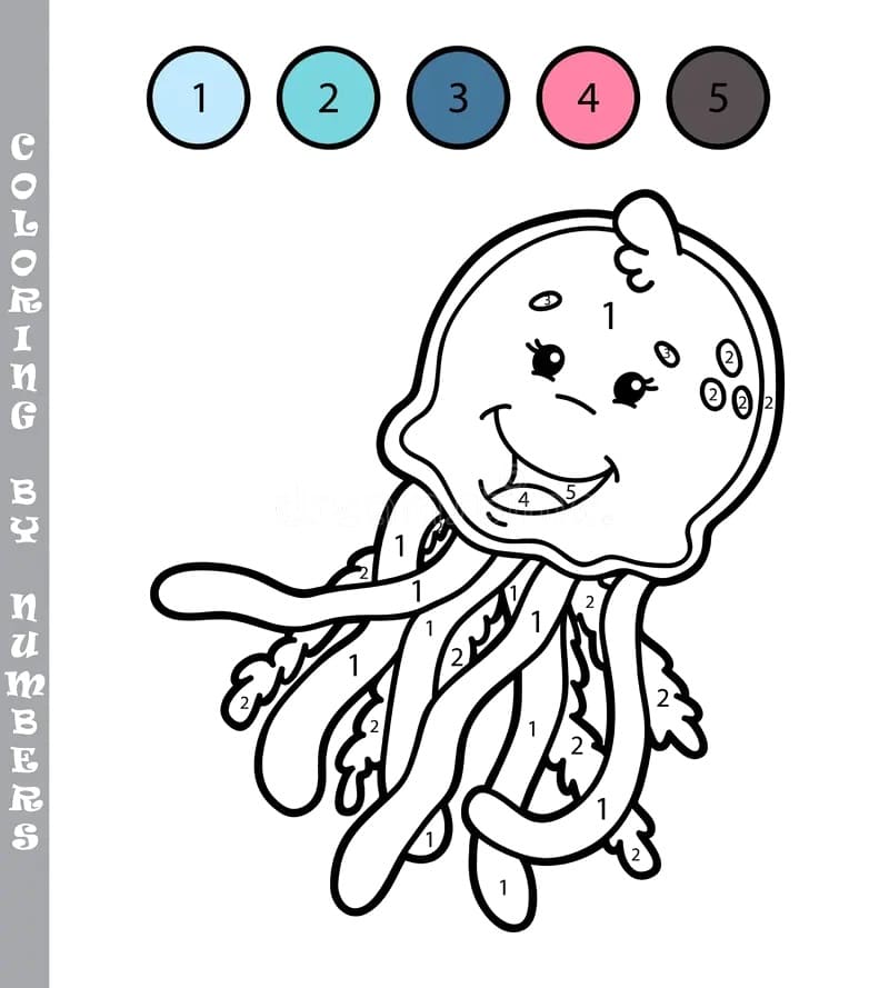 Méduse Heureuse Coloriage Magique