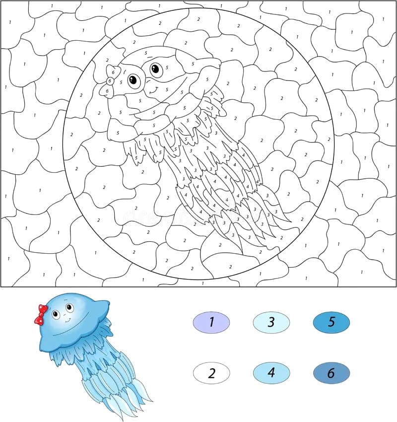 Méduse Océanique Coloriage Magique