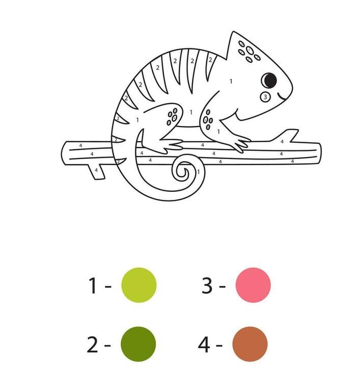 Mignon Dessin Animé Lézard Coloriage Magique