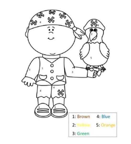 Pirate et Perroquet Coloriage Magique