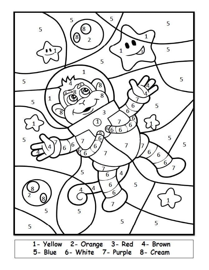 Singe Astronaute Coloriage Magique