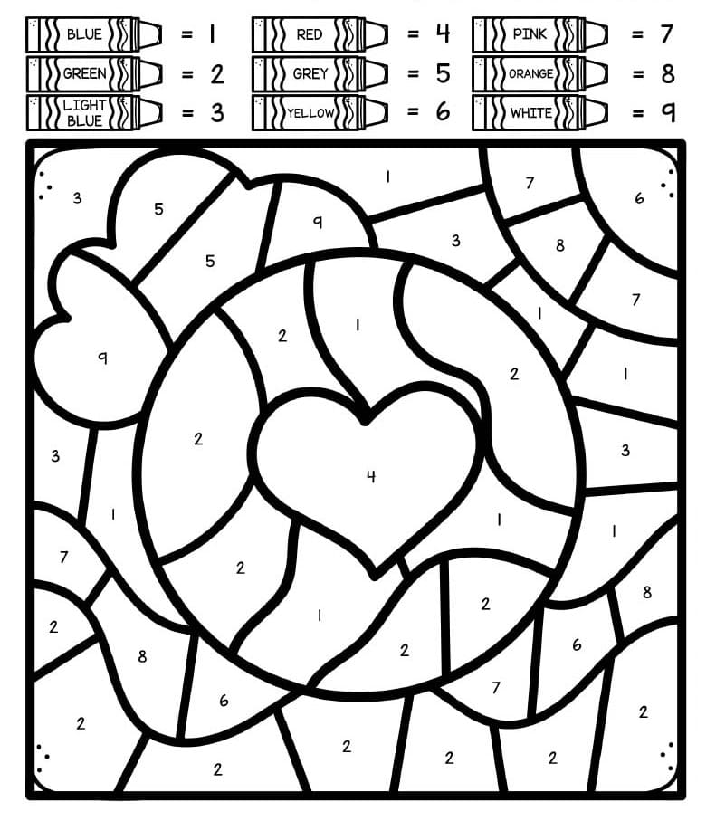 Terre avec Cœur Coloriage Magique