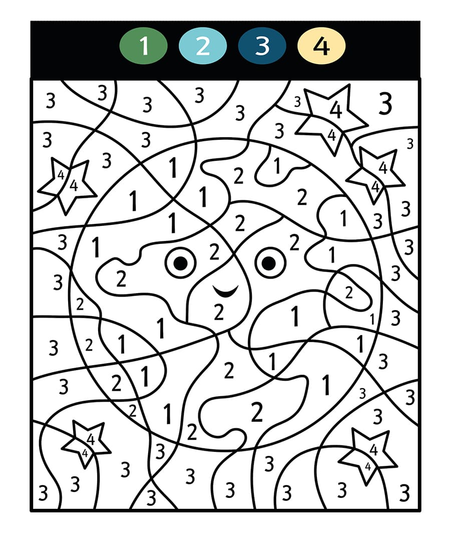 Terre avec Visage Coloriage Magique