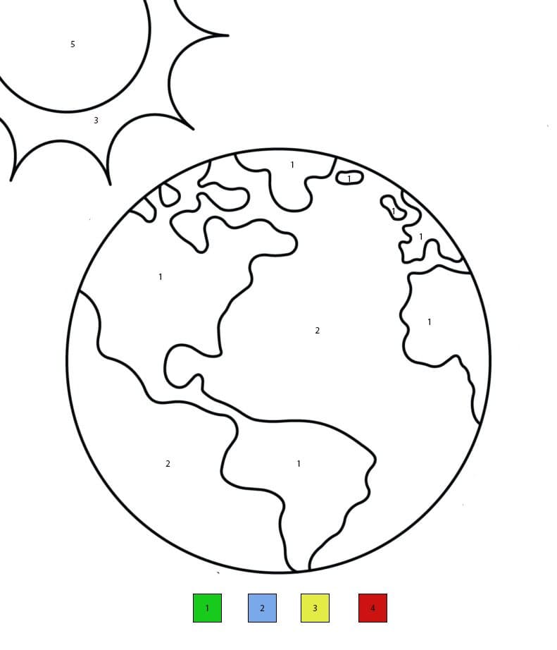 Terre et Soleil Coloriage Magique