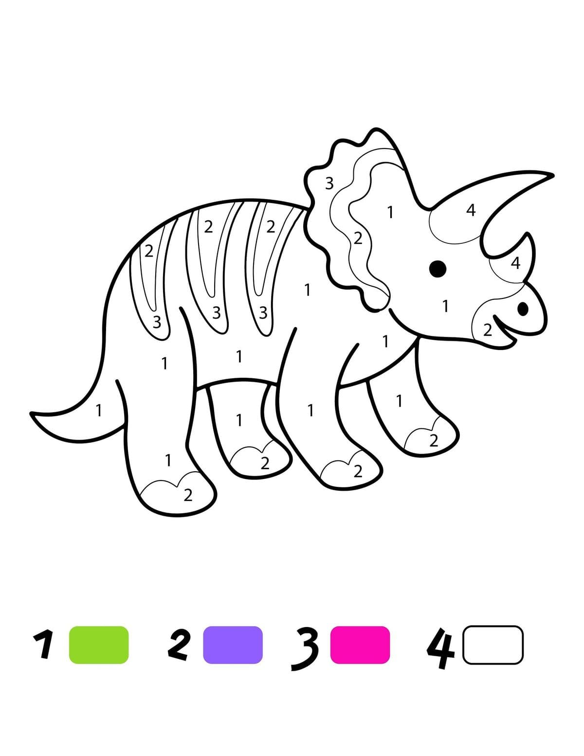 Tricératops Gratuit Coloriage Magique