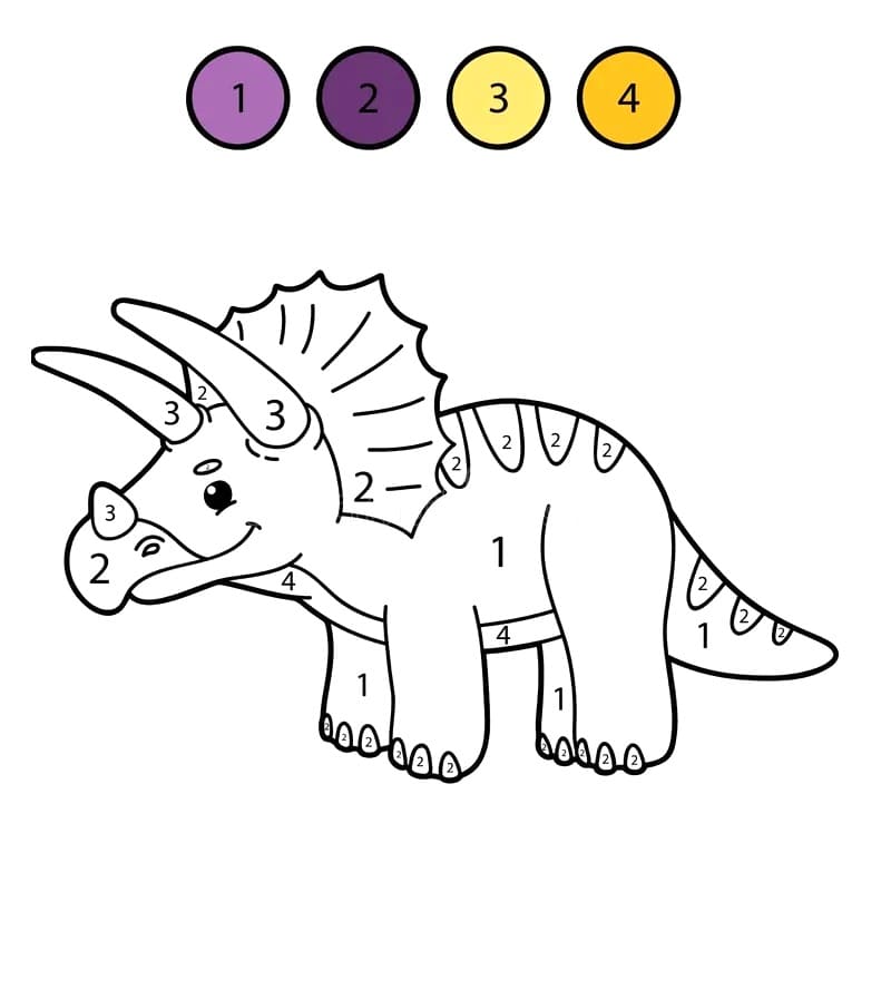 Tricératops Heureux Coloriage Magique