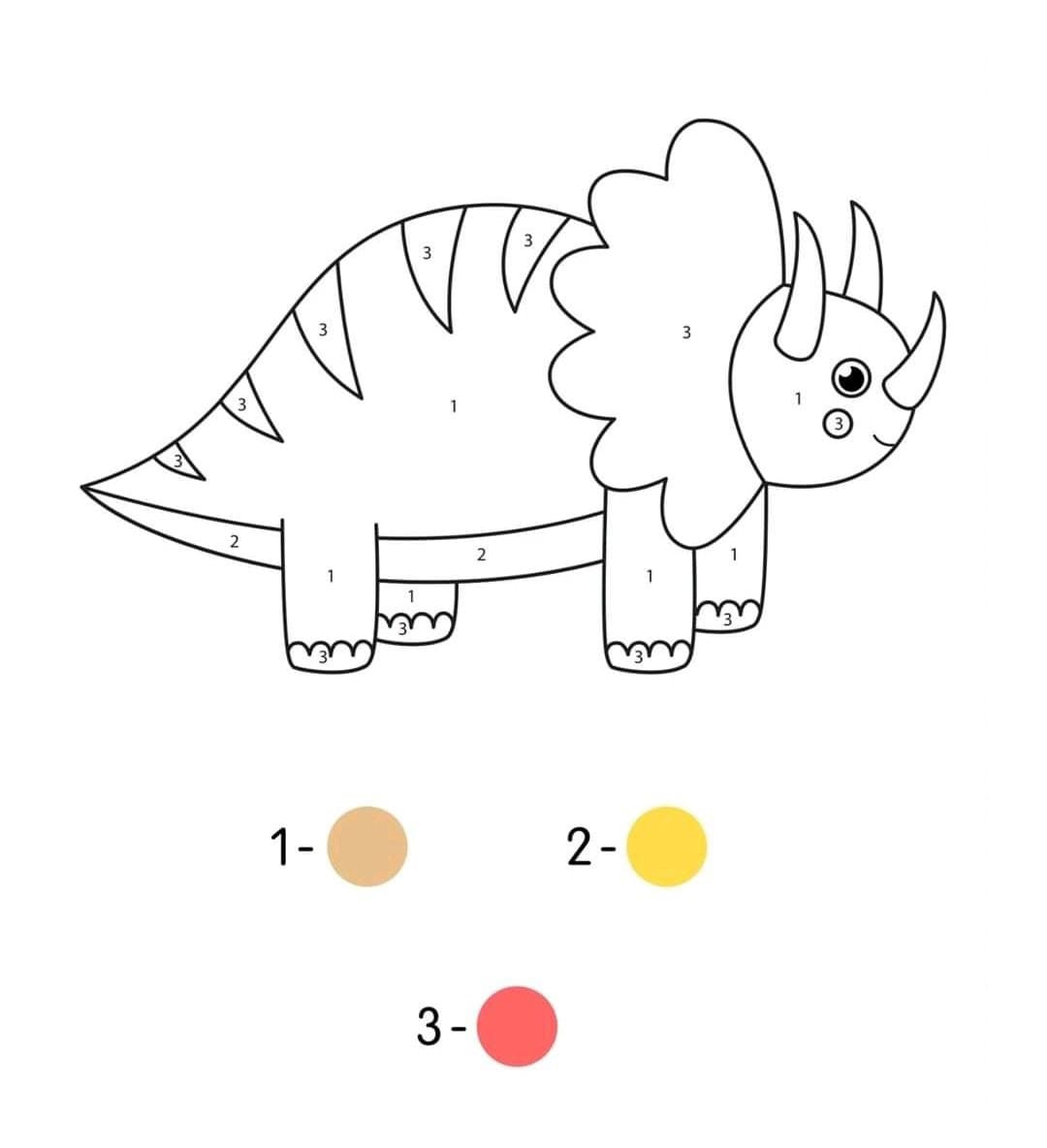 Tricératops Mignon Coloriage Magique