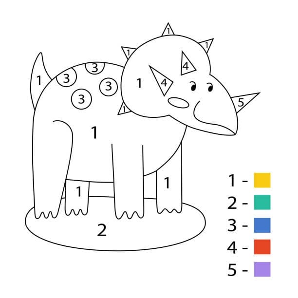 Tricératops Simple Coloriage Magique
