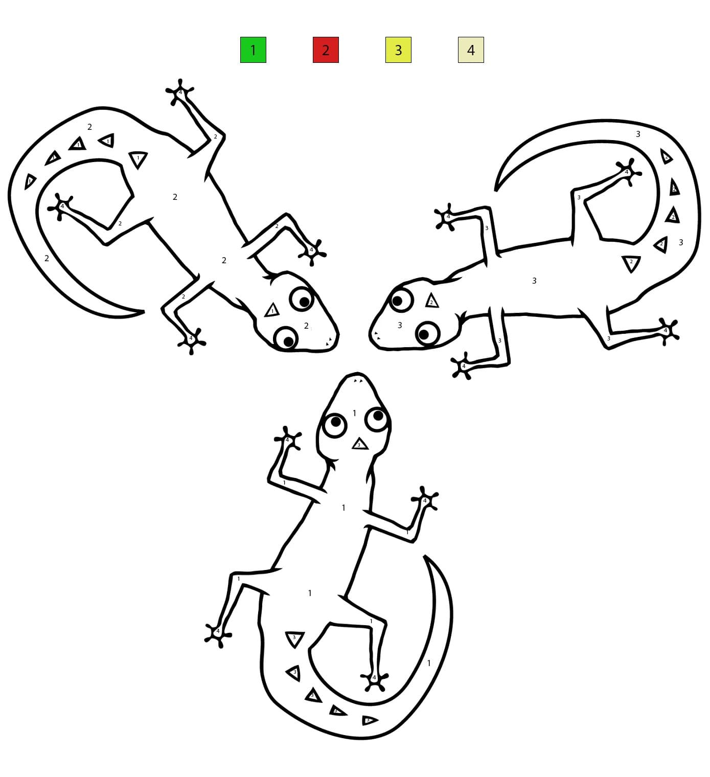 Trois Lézards Coloriage Magique