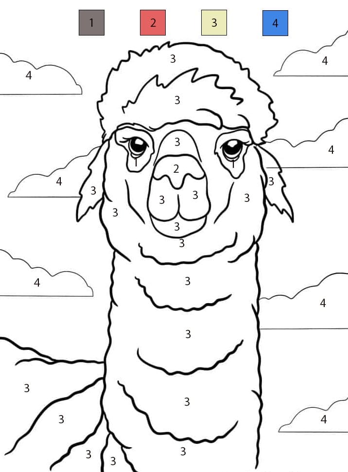 Visage de Lama Coloriage Magique