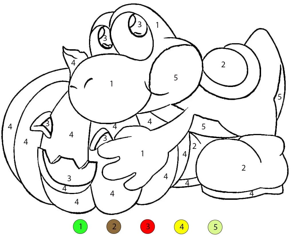 Yoshi et la citrouille d'Halloween Coloriage Magique