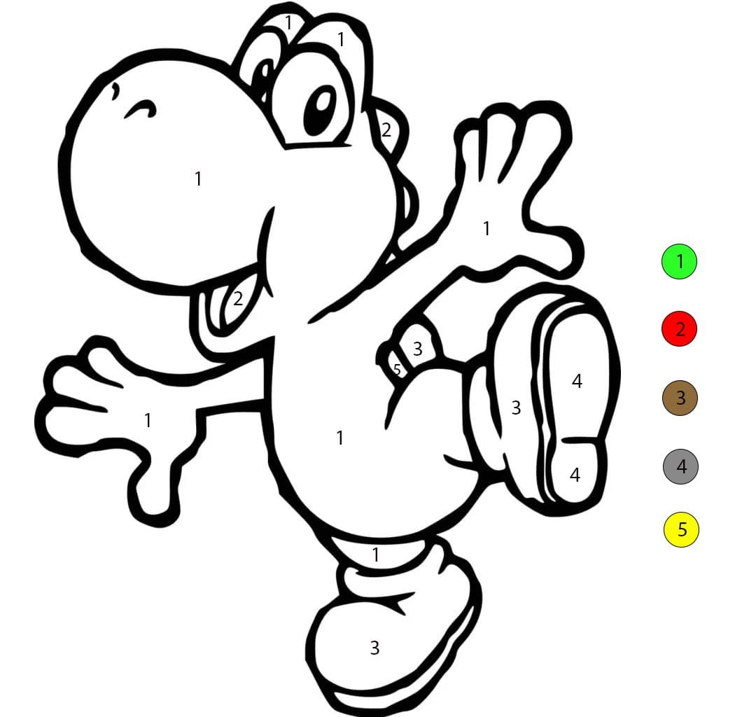 Yoshi heureux Coloriage Magique
