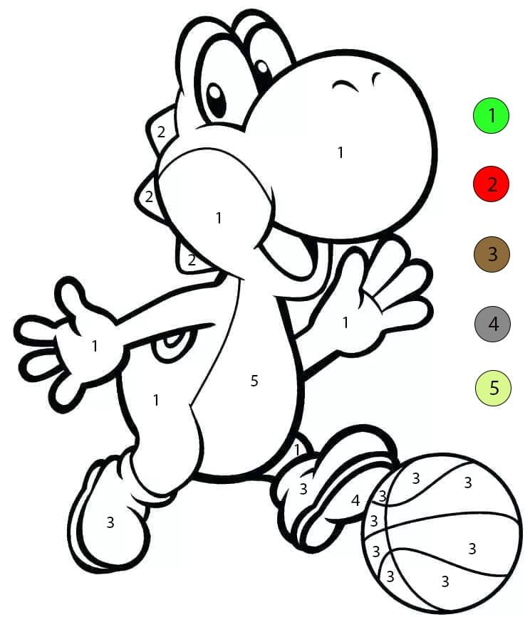 Yoshi joue à la balle Coloriage Magique