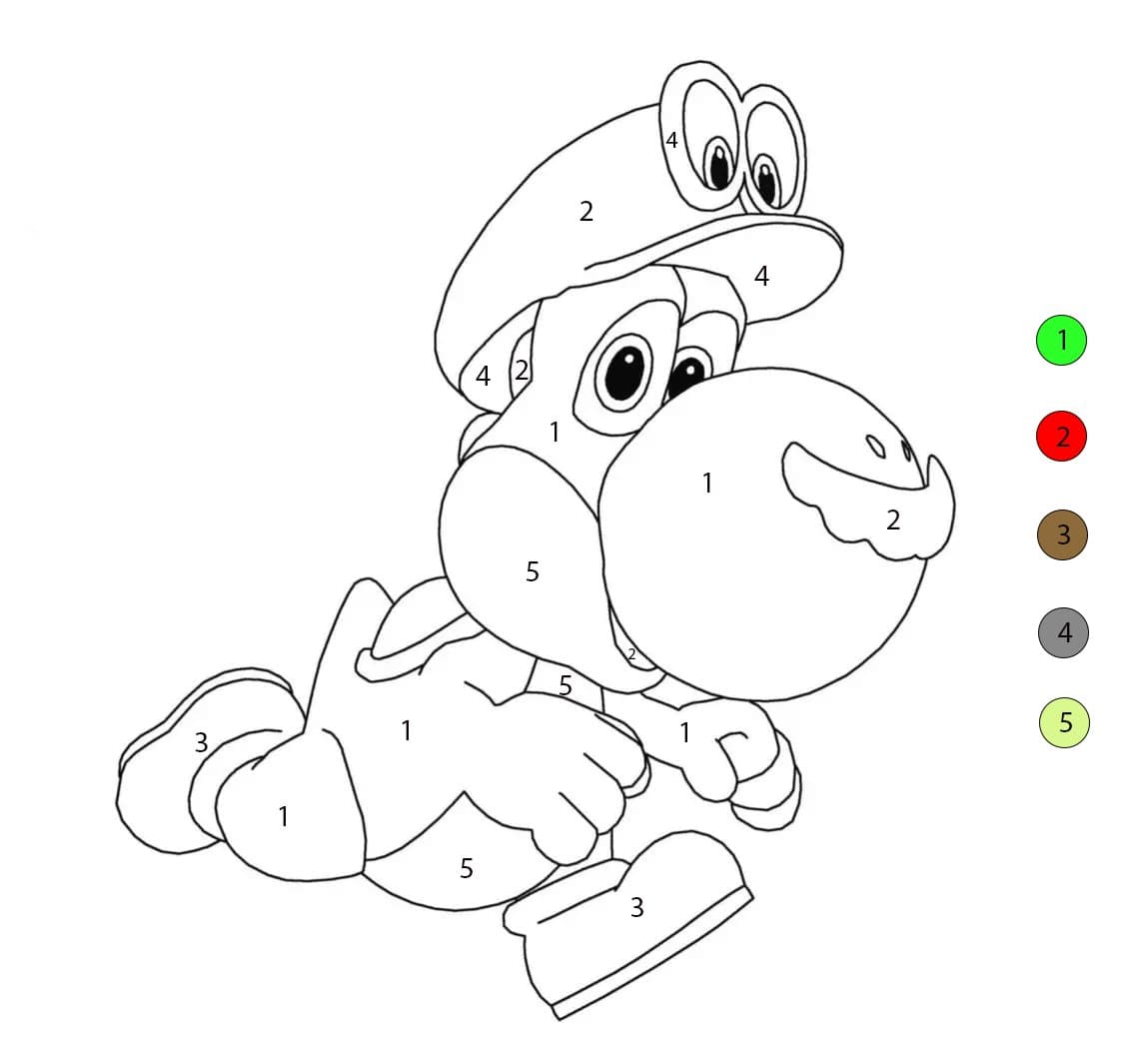 Yoshi le Dinosaure Coloriage Magique