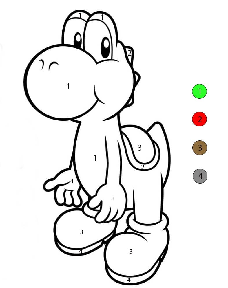 Yoshi le Dinosaure vert Coloriage Magique
