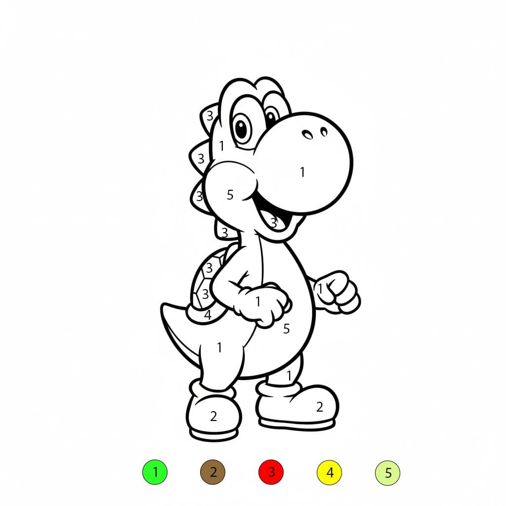 Yoshi souriant Coloriage Magique