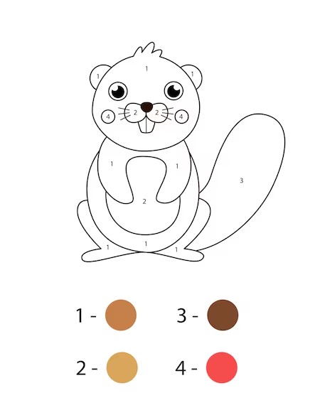 Adorable castor de dessin animé Coloriage Magique