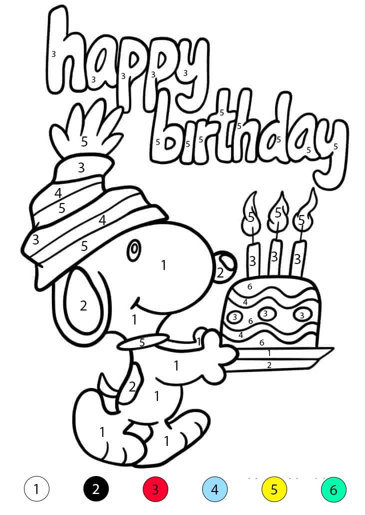 Anniversaire de Snoopy Coloriage Magique