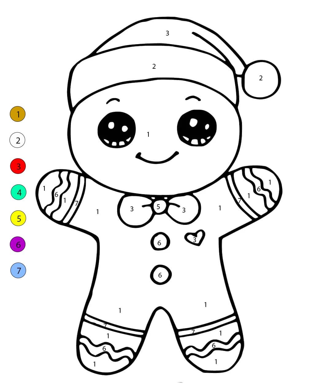 Bonhomme en pain d'épice adorable Coloriage Magique