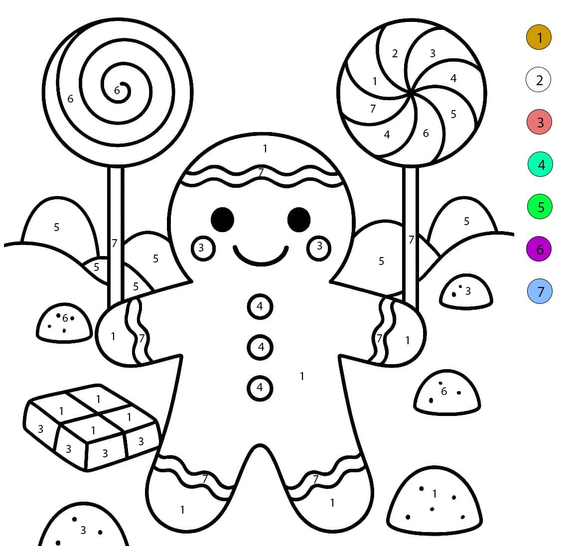 Coloriage Magique Bonhomme en pain d’épice
