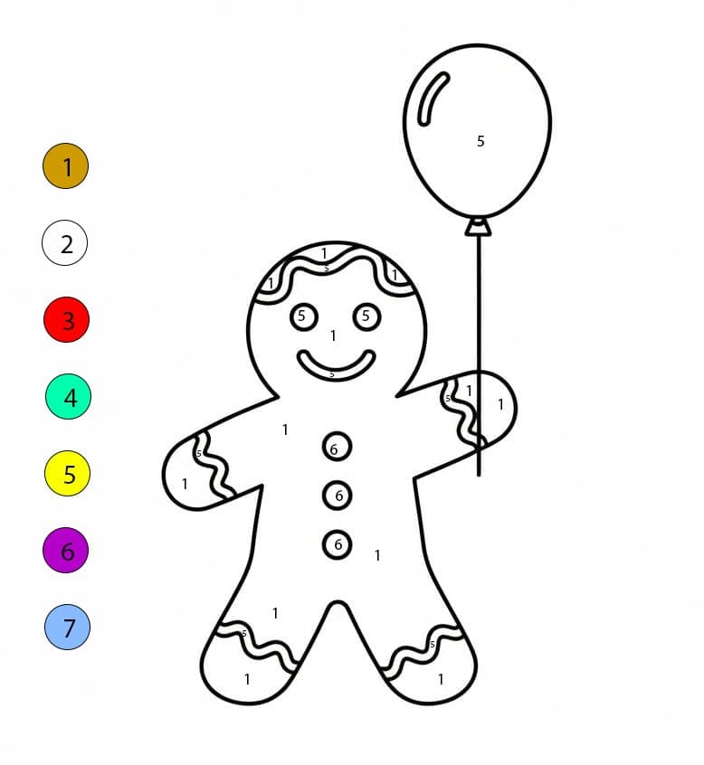 Bonhomme en pain d'épice avec ballon Coloriage Magique