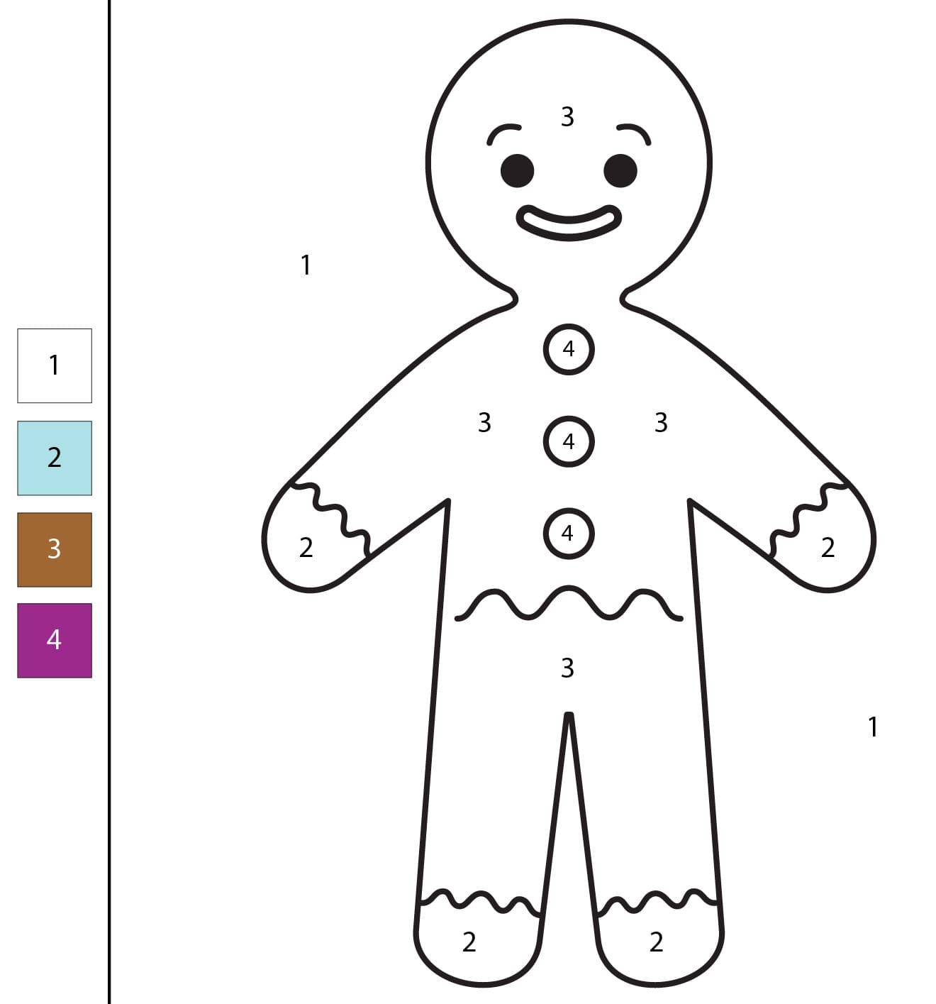 Bonhomme en pain d'épice basique Coloriage Magique