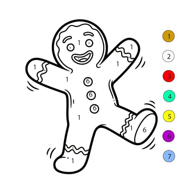 Bonhomme en pain d'épice danse Coloriage Magique