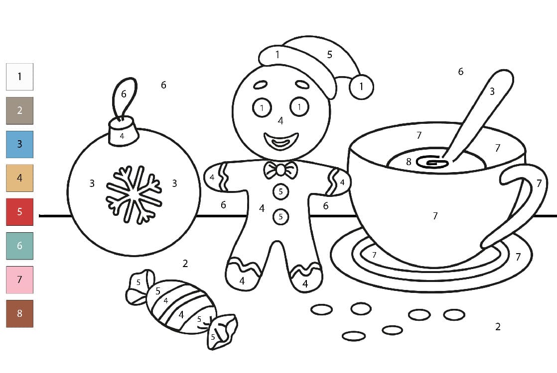 Bonhomme en pain d'épice de Noël Coloriage Magique