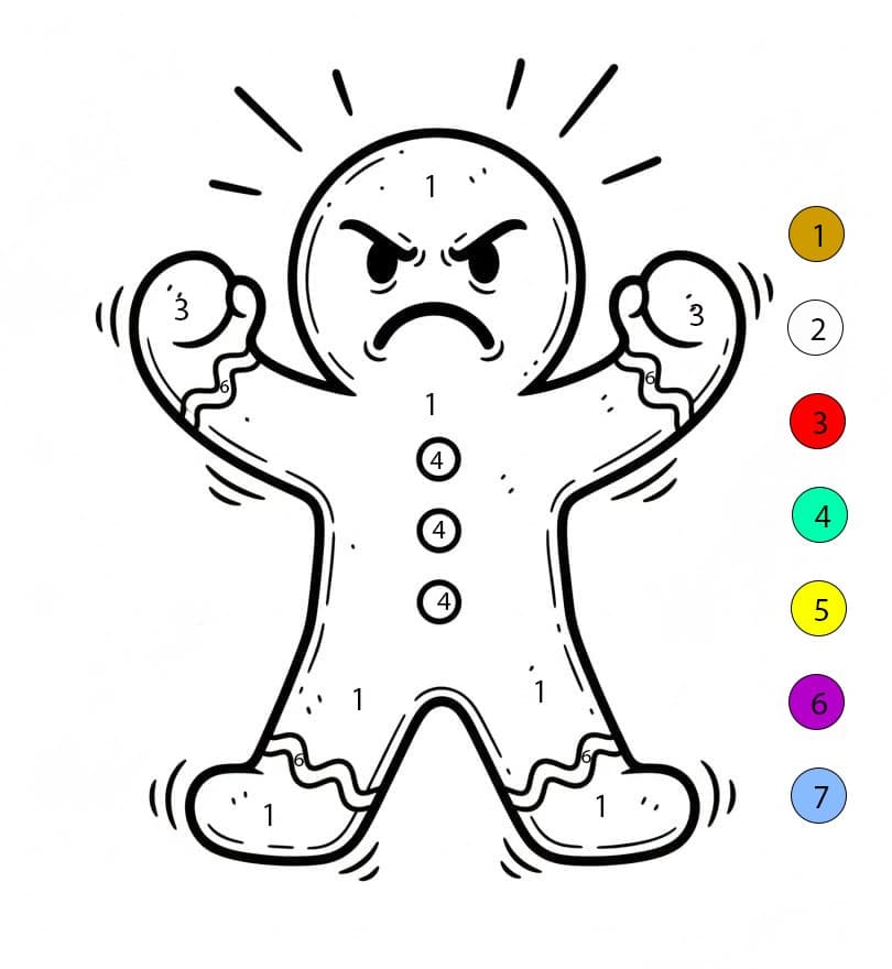 Bonhomme en pain d'épice en colère Coloriage Magique