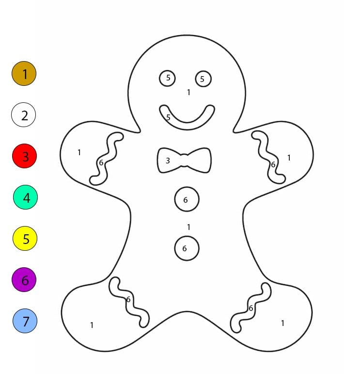 Bonhomme en pain d'épice facile Coloriage Magique