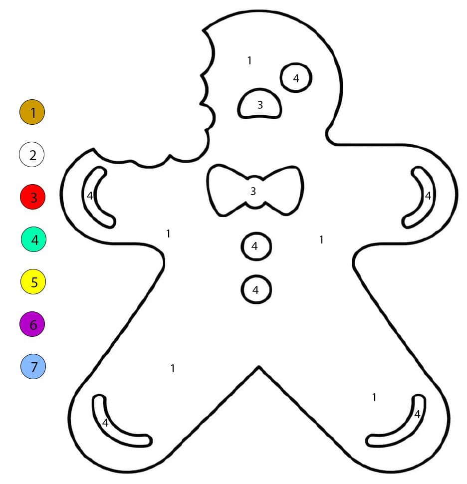 Bonhomme en pain d'épice mordu Coloriage Magique