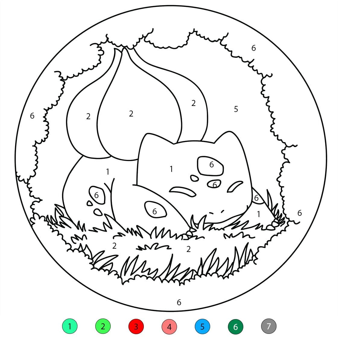 Bulbizarre dort Coloriage Magique