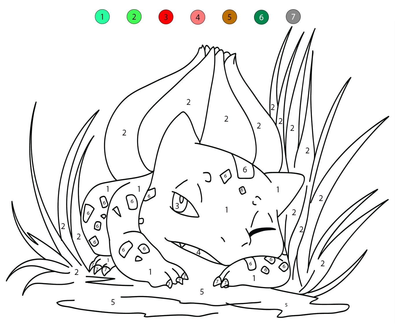 Bulbizarre endormi Coloriage Magique