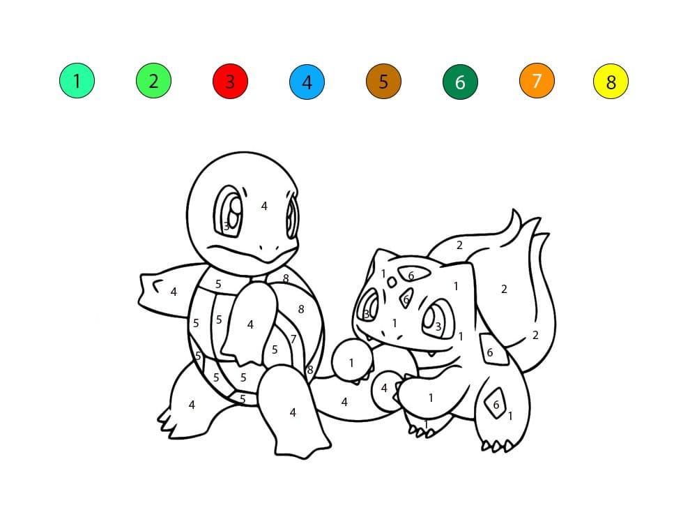 Bulbizarre et Carapuce Coloriage Magique