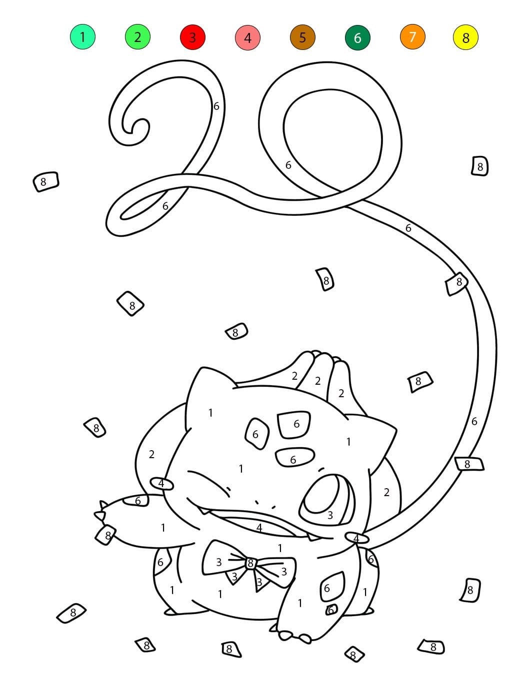 Bulbizarre et confettis Coloriage Magique