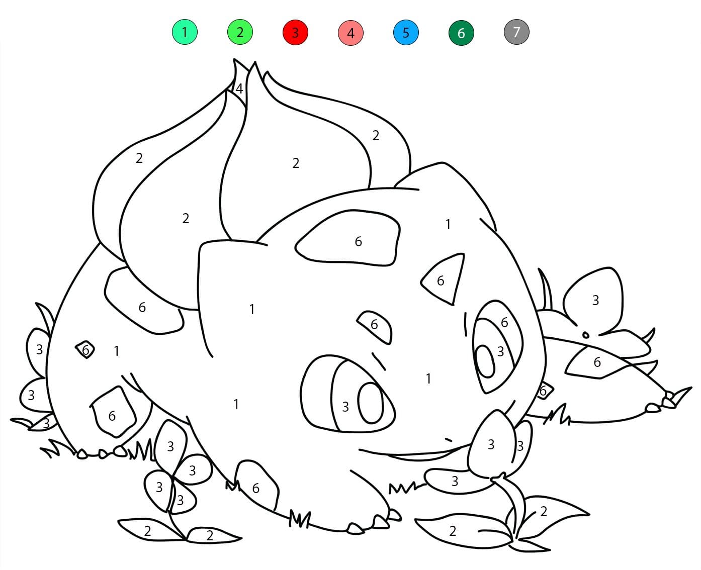 Bulbizarre et des fleurs Coloriage Magique