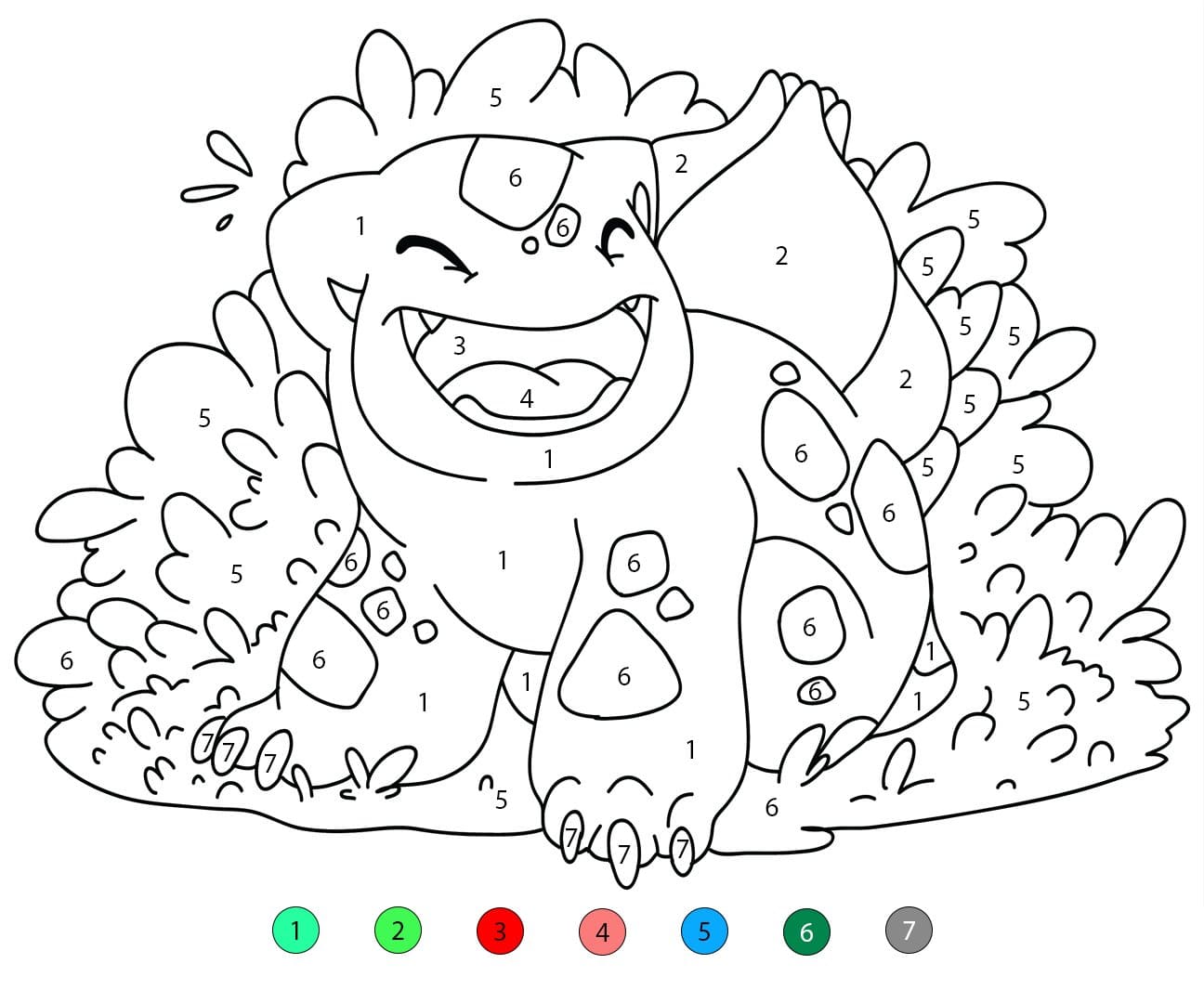 Bulbizarre qui rit Coloriage Magique