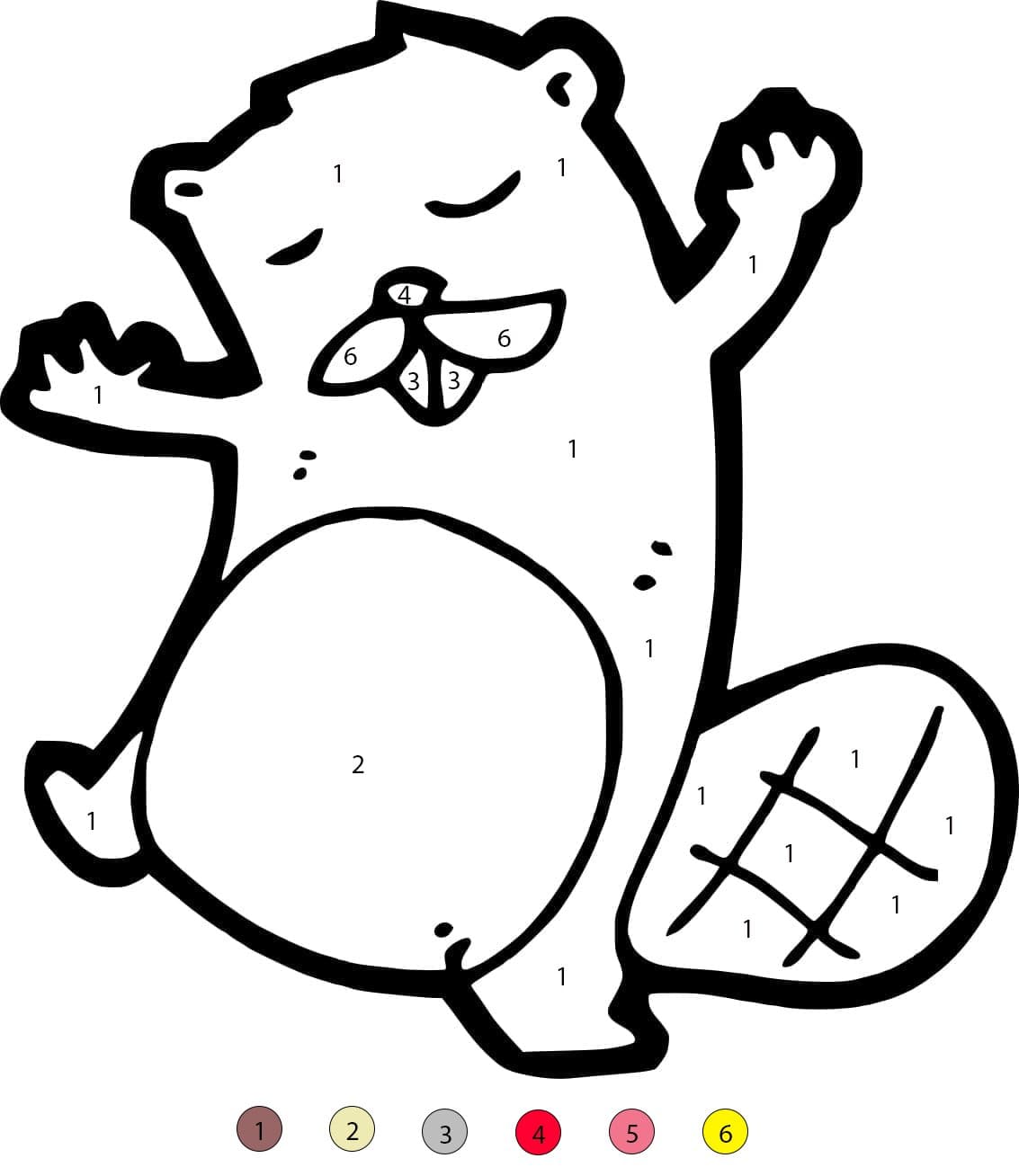 Castor danse Coloriage Magique