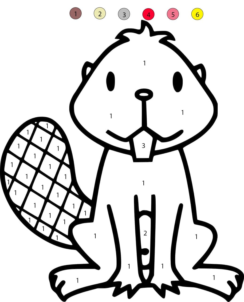 Castor de dessin animé Coloriage Magique