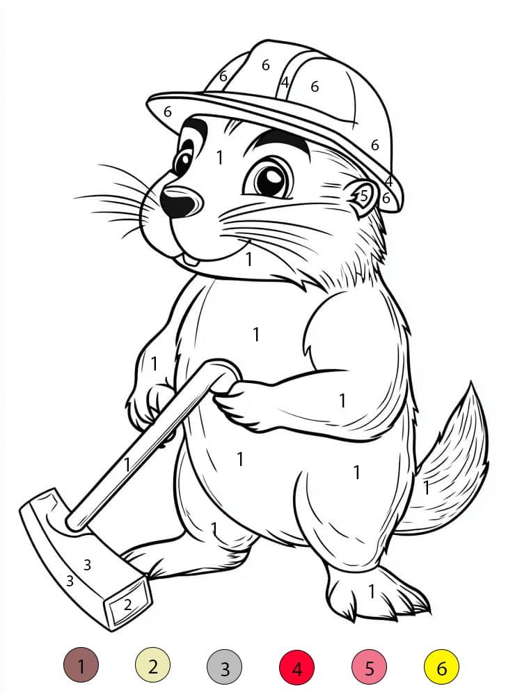 Castor l'ouvrier Coloriage Magique