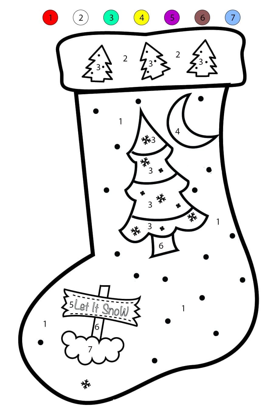 Coloriage Magique Chaussette de Noël