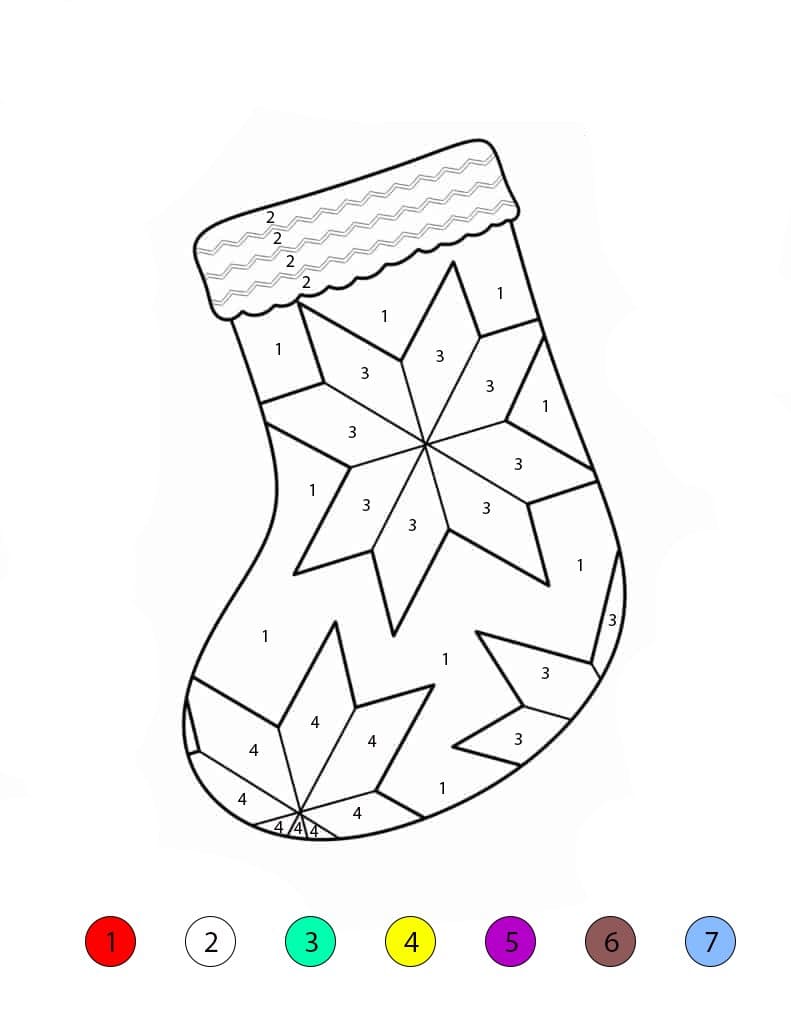 Chaussette de Noël à motifs de flocons de neige Coloriage Magique