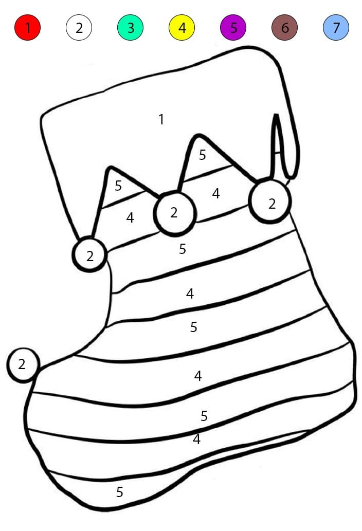 Chaussette de Noël rayé Coloriage Magique