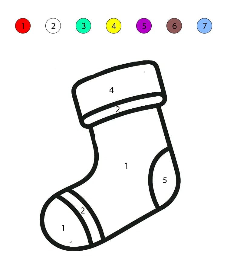 Chaussette de Noël simple Coloriage Magique